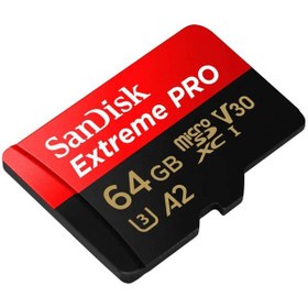 تصویر رم میکرو 64 گیگ سن دیسک SanDisk Extreme Pro V30 U3 A2 C10 200MB/s + خشاب 