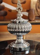 تصویر شکلات خوری شیشه و فلز سایز کوچک رنگ پلاتینی 