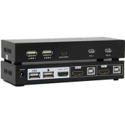 تصویر سوئیچ کی وی ام 2 خروجی اتومات HDMI+USB کی نت مدل K-SWKH402 K-NET K-SWKH402 HDMI+USB 2 Port Automatic KVM Switch