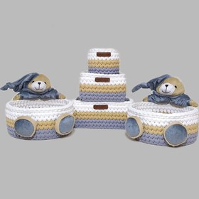 تصویر ست سبد لوازم کودک طرح خرس دوقلو کد 1 مجموعه 5 عددی 