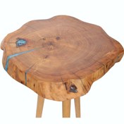 تصویر میز عسلی چوب و رزین آبی (چوب توت) 