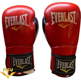 تصویر دستکش چرم طرح اورلست EVERLAST آتل دار قرمز 12 اونس 