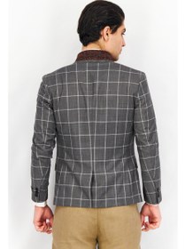 تصویر کت blazer رسمی مردانه با فیت باریک و طرح چهارخانه، خاکستری برند selected Men Slim Fit Grid Formal Blazer, Grey