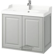 تصویر دستشویی/ روشویی/ شیر آب با درب ایکیا مدل IKEA TÄNNFORSEN / RUTSJÖN رنگ خاکستری روشن 