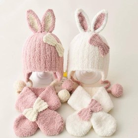 تصویر ست شال و کلاه خرگوشی 