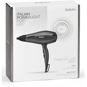 تصویر سشوار مو بابلیس BaByliss مدل 5910SDE سشوار BaByliss Power light 2000، خشک کن 2000 واتی سبک و قدرتمند با زمان خشک شدن سریع، 2 کنترل گرما و 2 سرعت، کارکرد آسان و تنظیمات کارآمد و قابل تنظیم، 5910SDE (مشکی)