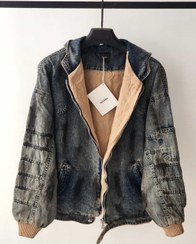 تصویر کاپشن جین باکسی آستر دار کثیف شور کد 2382 