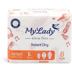 تصویر نوار بهداشتی الترا همیشه خشک سایز بزرگ مای لیدی 8 عدد My Lady Ultra Instant Dry Large