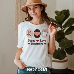 تصویر تیشرت طرح صلح عشق دندان پزشکی – کد 101 