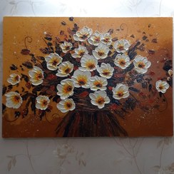 تصویر تابلو نقاشی طرح شکوفه برجسته دکوراتیو شیک زیبا قاب عکس تابلو نقاشی مدرن میکس مدیا 