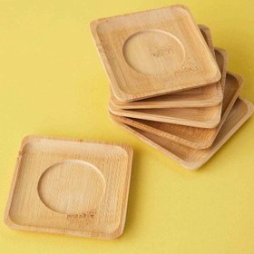 تصویر زیر لیوانی بامبو مربع Square bamboo coaster