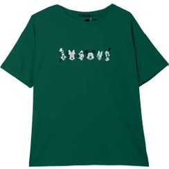 تصویر تی شرت زنانه یقه گرد سبز کیدی Kiddy طرح میکی و دوستان کد 2234 