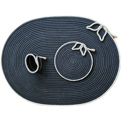 تصویر زیربشقابی لالیپاپ مدل 2 برگ به همراه زیر لیوانی و حلقه دستمال 