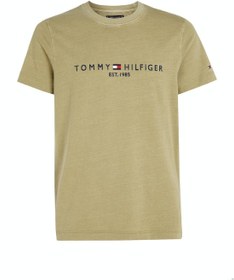 تصویر تی‌شرت مردانه تامی با رنگ دانه‌ای - 100% پنبه، سبز برند Tommy Hilfiger Men's GarneMen'st Dye Tommy Logo T-Shirt - Cotton, Green