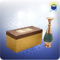 تصویر گلدان فیروزه کوبی 30 سانت صراحی مس با جعبه گالینگور 