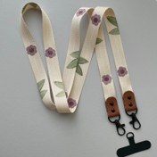 تصویر آویز موبایل کراس بادی «طرح گل بنفش» 