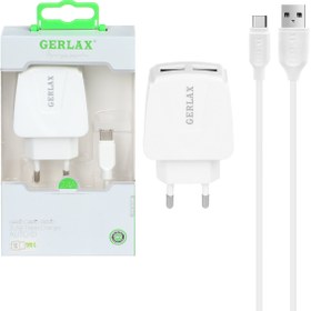 تصویر شارژر دیواری جرلکس مدل GA-07 به همراه کابل تبدیل microUSB ا gerlax ga-o7 microusb gerlax ga-o7 microusb