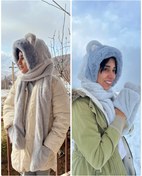 تصویر کلاه و شال و دستکش سرهمی _۳کاربرد در یک‌محصول_ فری سایز ۸ سال به بالا_تک رنگ طوسی 