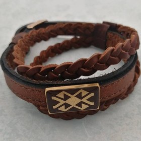 تصویر دستبند چرم گلیم 