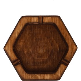 تصویر زیرسیگاری چوبی 6 ظلعی 