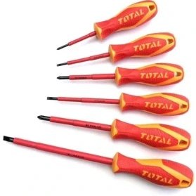 تصویر پیچ گوشتی 6 عددی عایق برق 1000ولت اصلی توتال مدل THTIS566 Electrical insulation screwdriver