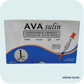 تصویر سرنگ انسولین 1 سی سی G30 آوا بسته بندی تکی AVA Ava Unibody Insulin Syringe-1cc