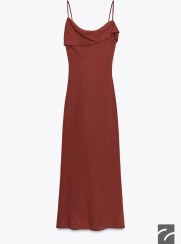 تصویر لباس زنانه یقه دکمه‌دار با بندهای ناز از برند زارا (زنانه) 