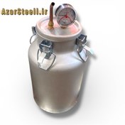 تصویر عرقگیر گلاب گیر دستگاه تقطیر مخزن ۱۵ ۲۰ لیتری با فشارسنج و حرارتسنج بیدون ۴ چفت - ۱۰ لیتری با درجه 