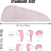 تصویر حوله مو میکروفایبر | جذب فوق‌العاده | طراحی کلاه‌ شنا با دکمه 