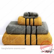 تصویر حوله دستی برق لامع مدل کاترین طوسی 40×80 