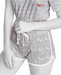 تصویر شلوارک زنانه نخی سفید مشکی خال خال Tally Weijl 