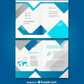 تصویر وکتور کاتالوگ بروشور تم آبی دو لت پشت و رو 