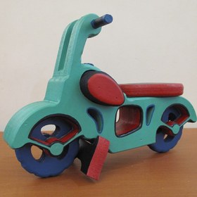 تصویر موتور چوبی مدل کلاسیک مناسب اکسسوری و سیسمونی و اسباب بازی چرخدار متحرک رنگاچوب 