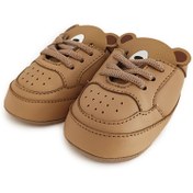 تصویر کفش نوزادی بندی طرح برگه‌ای خرس قهوه ای نیلو بی‌بی Nilu Baby Nilu Baby Brown Bear Baby Shoes