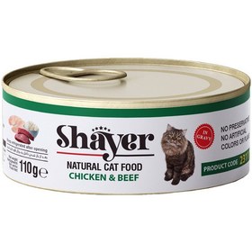 تصویر کنسرو گربه شایر مرغ و بیف Shire cat canned chicken and beef