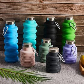 تصویر قمقمه سیلیکونی تاشو درب فلزی Silicone thermos