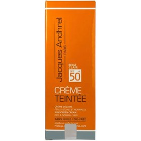 تصویر کرم ضد آفتاب رنگی SPF 50 مناسب پوست های خشک و معمولی حجم 50 میلی لیتر ژاک آندرل پاریس بژ روشن Jacques Andhrel Paris Sun ScreenCream SPF 50 For Dry and Normal Skin 50 ml