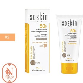 تصویر کرم ضد آفتاب SPF 50 رنگی ساسکین اصل فرانسه 