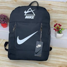 تصویر کوله پشتی نایک زنانه دخترانه کیف NIKE دوشی دستی مدرسه دانشجو دانشجویی دانشجوئی اداری شیک رسمی صندوقی مشکی جادار جا دار 