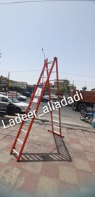 تصویر نردبان مخابراتی ۶متری ۲تکه ۲۳پله نیم گرد آلومینیومی دارای پایه حائل(نارنجی 