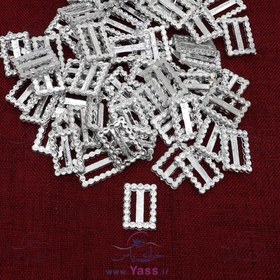 تصویر سگک مستطیل نقره ای طرح نگین 2 سانت (بسته 100 عددی) 