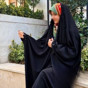 تصویر چادر عربی مشکی ملکه جواهردوزی 