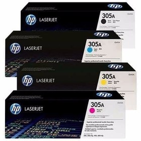 تصویر كارتريج HP305A در چهاررنگ بدون گارانتي غيرقابل شارژ Magenta-CE413A/yellow-CE412A/black-CE410A/cyan-CE411A