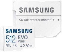 تصویر کارت حافظه microSDXC سامسونگ مدل Evo Plus A2 V30 کلاس 10 استاندارد UHS-I U3 سرعت 130MBps ظرفیت 512 گیگابایت به همراه آداپتور SD کارت حافظه Micro SDXC سامسونگ مدل Evo Plus A2 V30 سرعت 130MBps به همراه آداپتور SD استاندارد UHS-I U3 ظرفیت 512GB