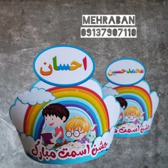 تصویر تاج جشن اسم با اسم دانش آموزو اسم معلم و مدرسه یک عدد 