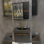 تصویر خرید ست کامل روشویی کابینتی آنتیک سفید و مشکی ۶۲ در ۳۷ سانت| برند وی نوین (امکان سفارش جداگانه آینه باکس) 