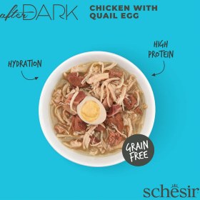 تصویر کنسرو گربه بالغ شسیر با طعم مرغ و تخم بلدرچین مدل After Dark Schesir After Dark Chicken & Quail Egg in Broth 80G in Can