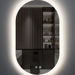 تصویر آینه بک‌لایت لمسی بیضی دوسر هلال ۴۵×۷۰ - 70*45 / انبه ای B310