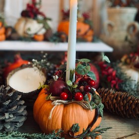 تصویر شمعدان کدو دکوراتیو candle