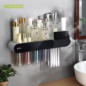 تصویر جامسواکی ecoco Bathroom Wall Toothbrush Organizer Set with Toothpaste Squeezer Holder and Mouthwash Cups Toothbrush Storag